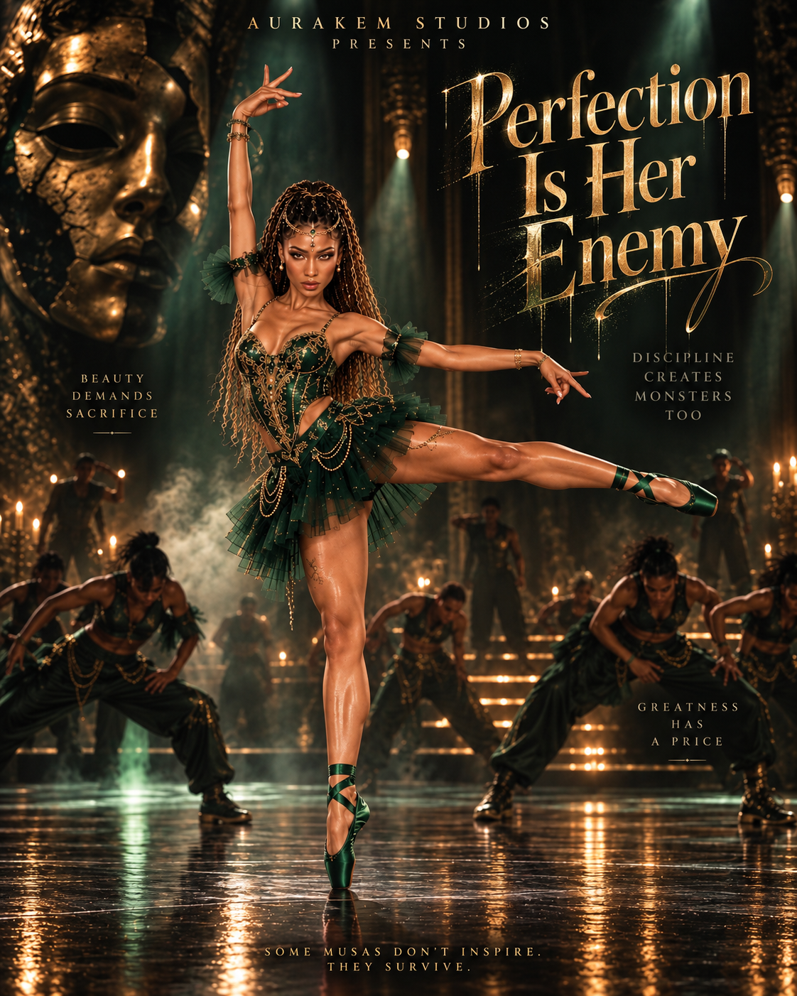 Perfection Is Her Enemy — an AuraKem Studios AI psychological thriller poster