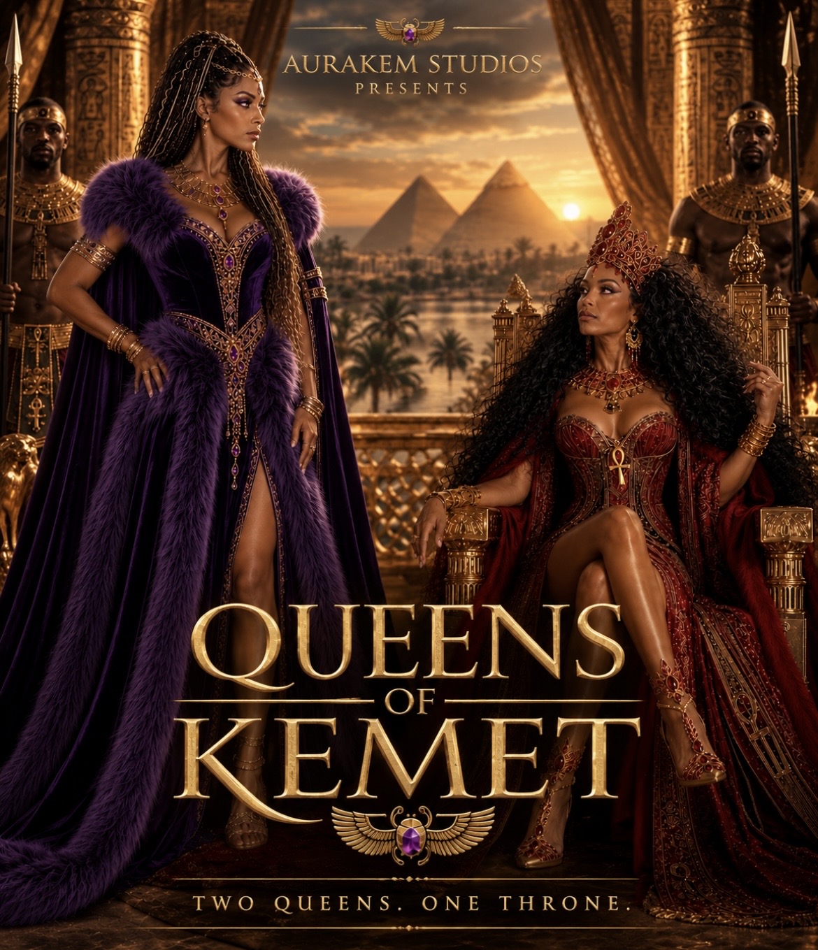 Queens of Kemet — an AuraKem Studios AI fictional drama series poster