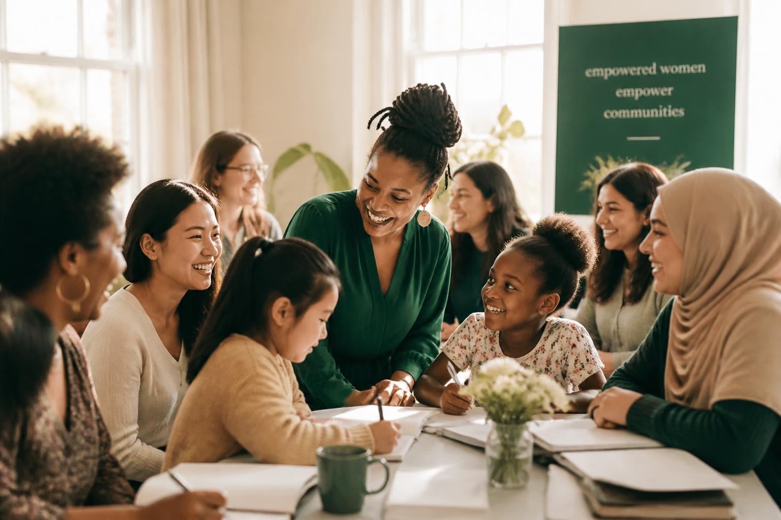 Diverse women and girls learning together