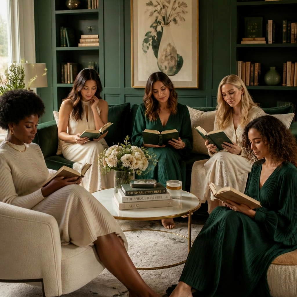 Women reading books together